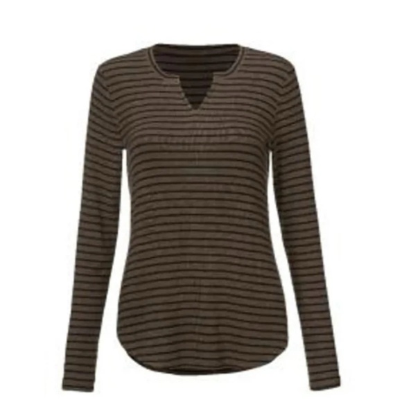 CAbi Black Heather Brown Striped Long Sleeve Simple Tee 4440 Size Medium VGUC - Picture 3 of 7